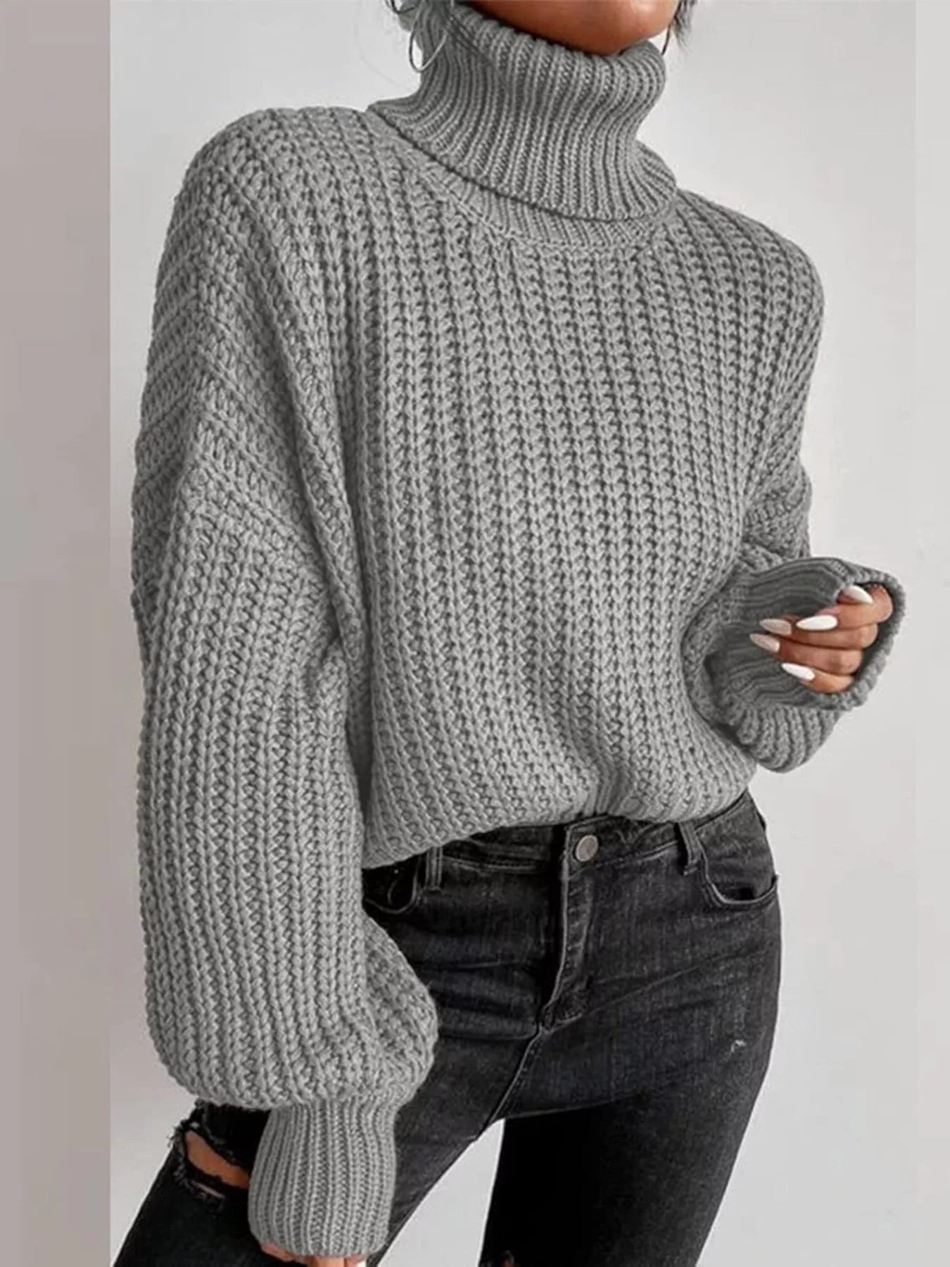 Chuny Knit Turtleneck Long Sleeve Sweater