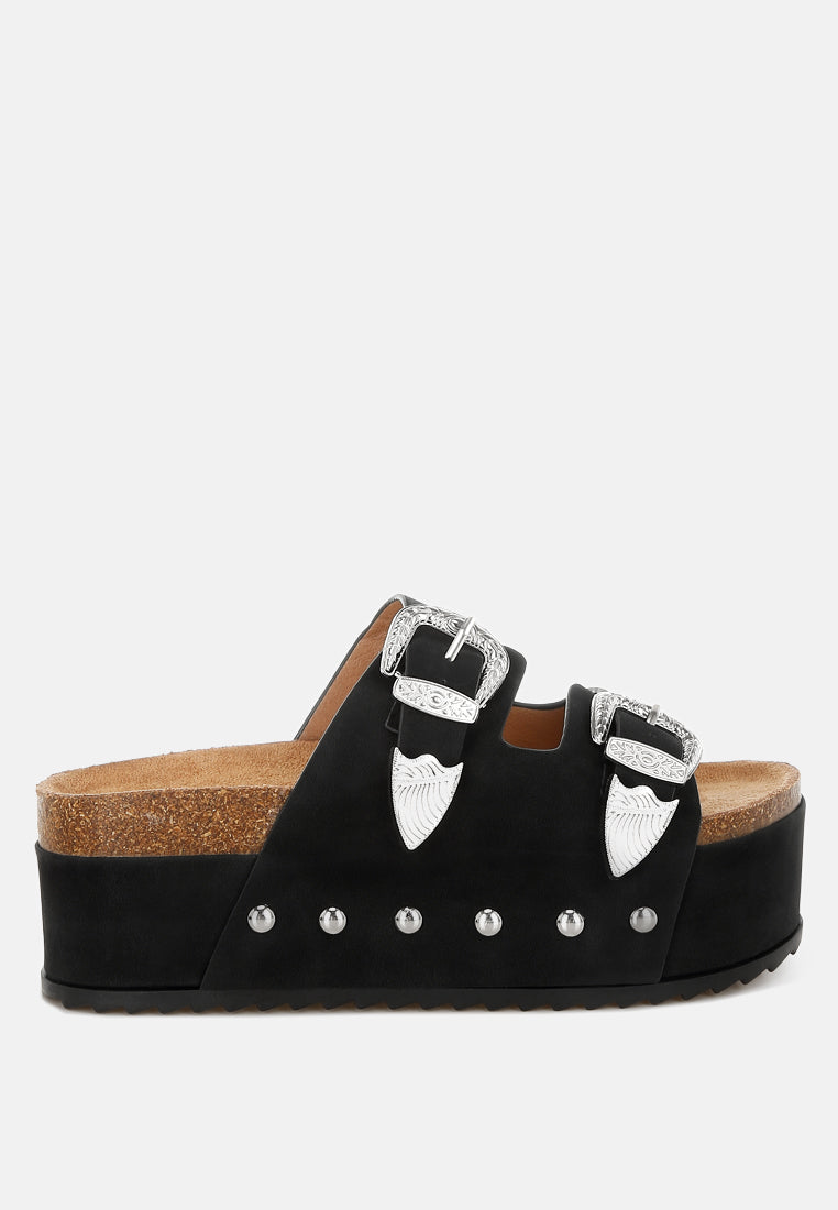 Zaphod Faux Leather Flatform Slip Ons